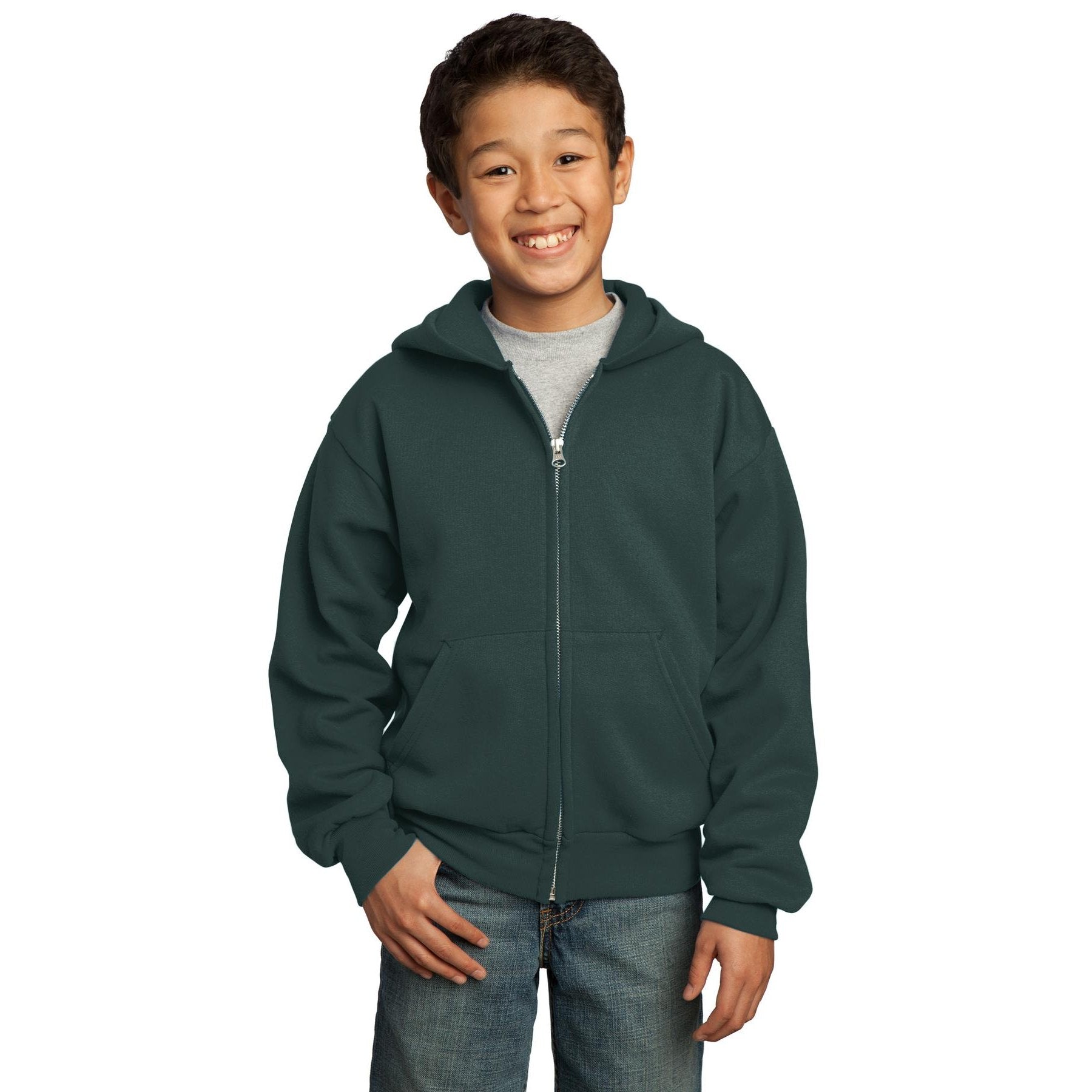 Port & Company-Port & Company® - Youth Core Fleece Full-Zip Hooded Sweatshirt. PC90YZH-MedTech-5